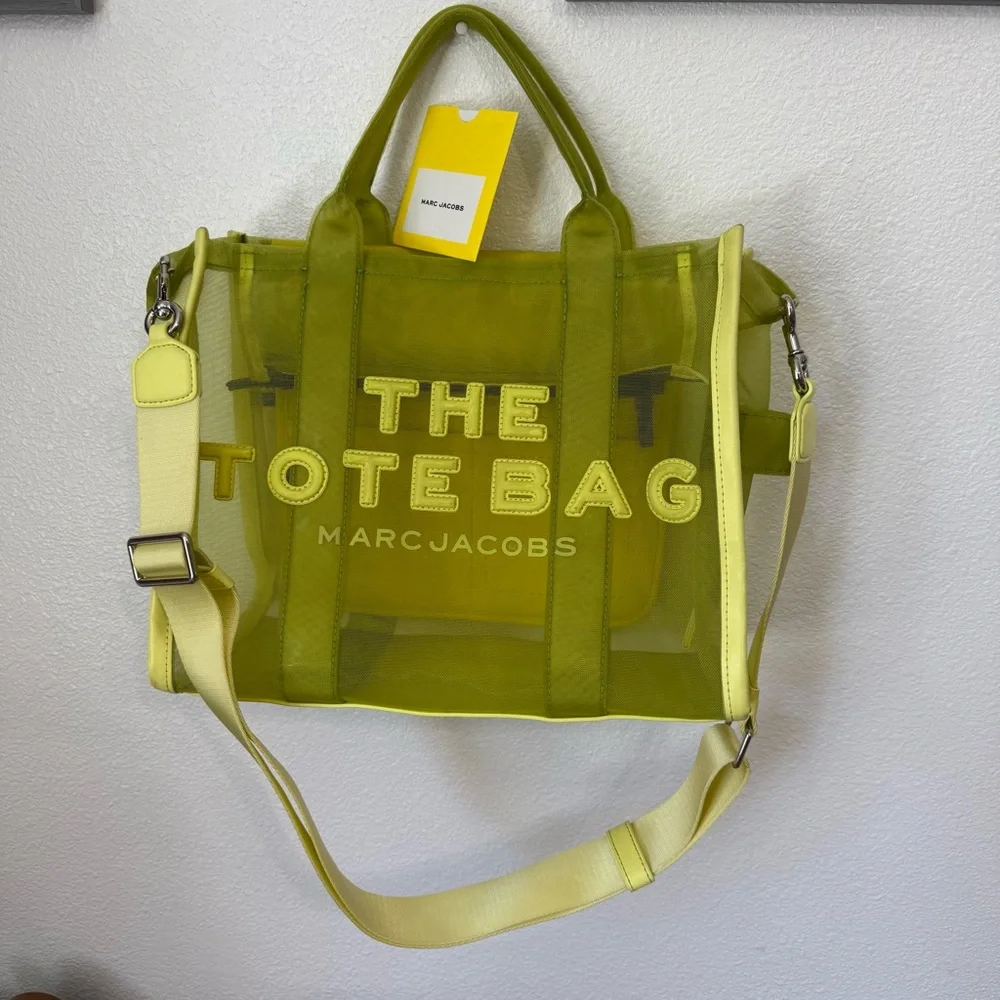 Marc Jacobs Nylon The Mesh Medium Tote Bag Fluo Yellow - Picture 10 of 17